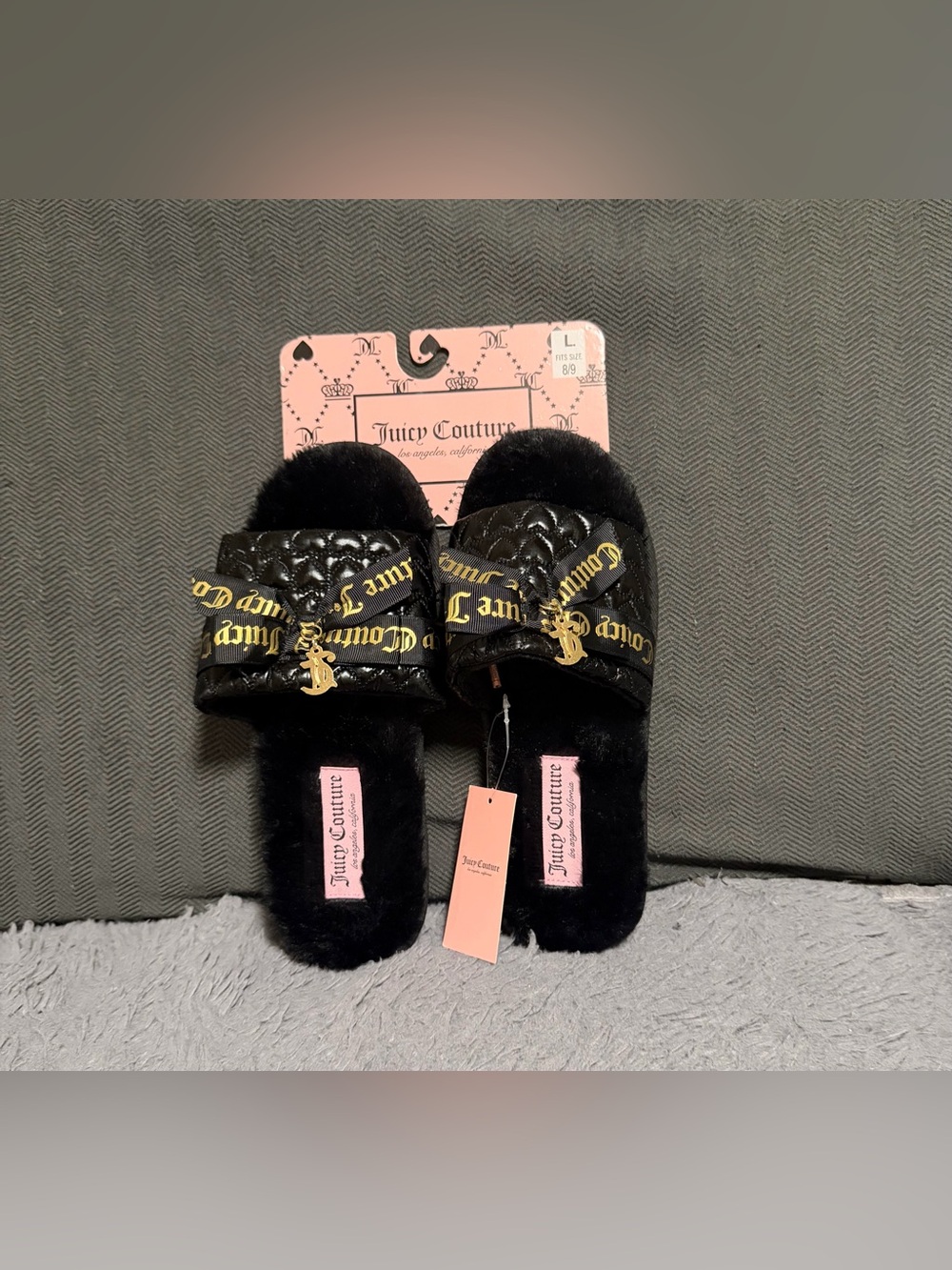 Juicy Couture Faux Leather Slide Slippers Size 8/9